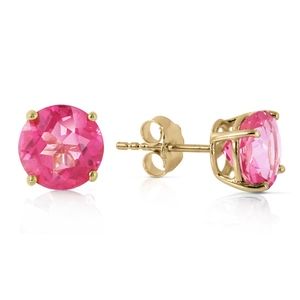 14K. GOLD STUD EARRING WITH NATURAL PINK TOPAZ